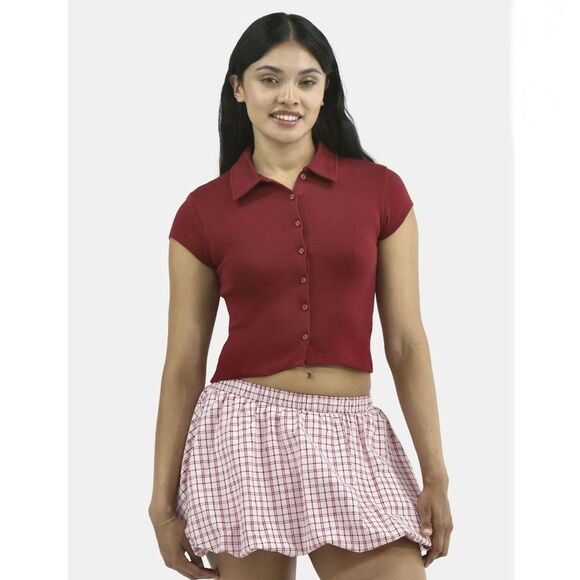 Women’s Button Front Cropped Striped Polo Shirt 2-Pack Size XL - Picture 8 of 11